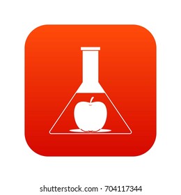 Test flask with apple icon digital red for any design isolated on white vector illustration