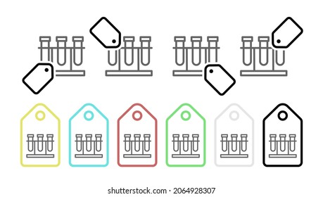 Test, flasks vector icon in tag set illustration for ui and ux, website or mobile application