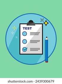 Test flat design Icon isolated, education. Vector