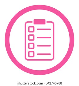 Test Form vector icon. Style is flat rounded symbol, pink color, rounded angles, white background.