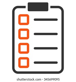 Test Form vector icon. Style is bicolor flat symbol, orange and gray colors, rounded angles, white background.