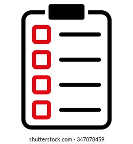 Test Form vector icon. Style is bicolor flat symbol, intensive red and black colors, rounded angles, white background.
