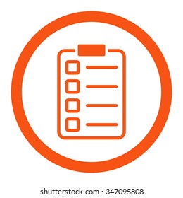 Test Form vector icon. Style is flat rounded symbol, orange color, rounded angles, white background.
