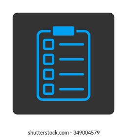 Test Form vector icon. Style is flat rounded square button, blue and gray colors, white background.