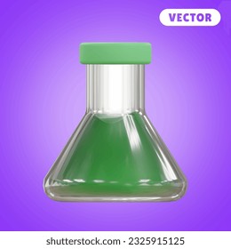 test glass 3D vector icon set, on a purple background
