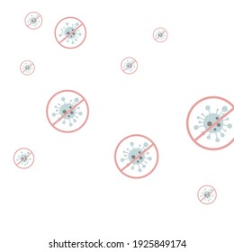 Prueba Restricciones Gris Fondo Prohibido Enfermo Epidemia Roja. Vector de virus pandémico negativo grisáceo del coronavirus plateado para la salud. Signo De Peligro De Cuarentena Paro Azul Covid Covid-19 Ilustración.
