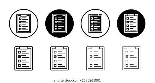 Test icon Black line art vector logo set