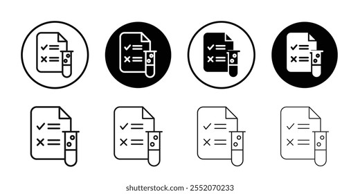 Icono de prueba Vector de contorno blanco y negro