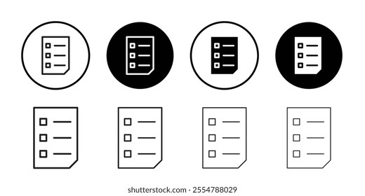 Test icon Flat vector set outline