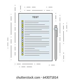 The test icon in linear flat style. Poll, Exam or Checklist.