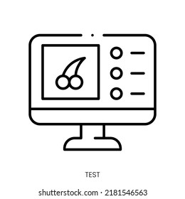 icono de prueba. Signo de estilo lineal aislado en fondo blanco. Ilustración del vector