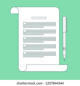 Test icon on flat style. School test. School exam. IQ test.