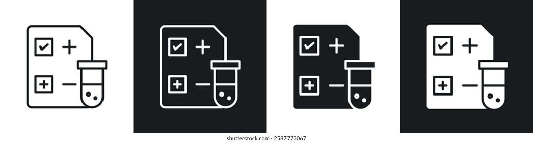 Test icon set black and white colors. Graphic Vector icons pack