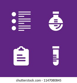 test icon set. test tube, clipboard and list vector icon for graphic design and web