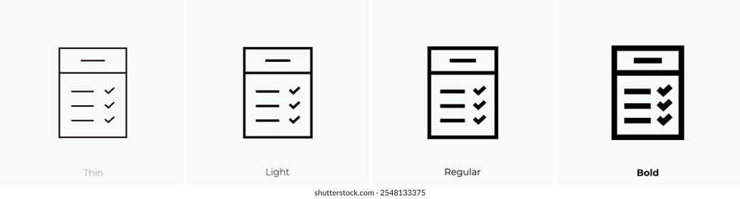 test icon. Thin, Light Regular And Bold style design isolated on white background