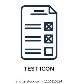 Test icon vector isolated on white background, Test transparent sign , thin pictogram or outline symbol design in linear style