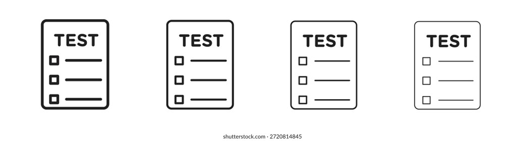 Iconos de prueba delinean el diseño de Vector negro. Línea con trazo editable.