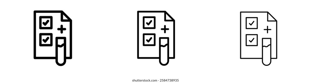 Test icons in three different stroke lines