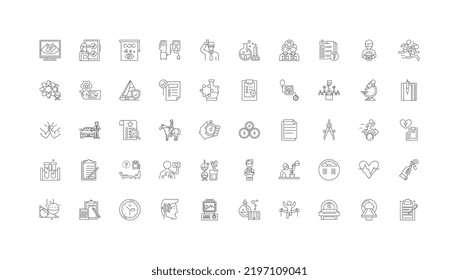 Test ideas, linear icons, line signs set, vector collection