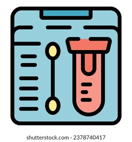 Test lab result icon outline vector. Covid swab. Pcr test color flat
