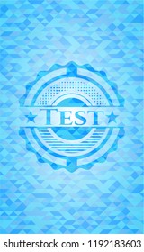 Test light blue emblem with mosaic background