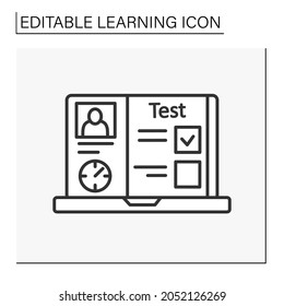  Test line icon. Exam. Knowledge examination. Learning concept. Isolated vector illustration. Editable stroke