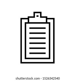 test list paper black line icon in flat style isolated. Vector Symbol illustration