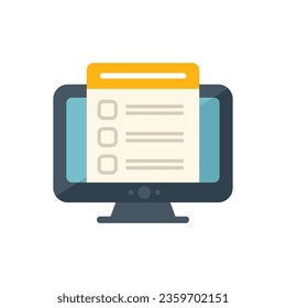 Test monitor icon flat vector. School exam. Paper form isolated