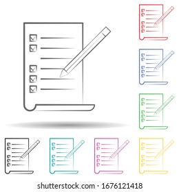 Test multi color set icon. Simple thin line, outline vector of education icons for ui and ux, website or mobile application