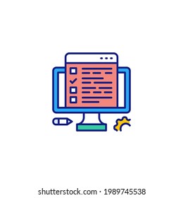 Testen Sie das Online-Symbol in Vektorgrafik. Logotyp
