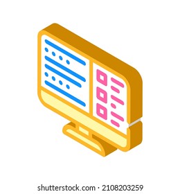 Testen Sie online isometrische Icon Vektorgrafik. Testen Sie das Online-Zeichen. einzelne Symbolillustration