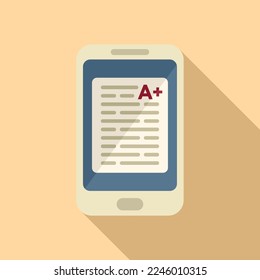 Probar el vector plano del icono de tableta en línea. Estudio de capacitación. Educación en el hogar