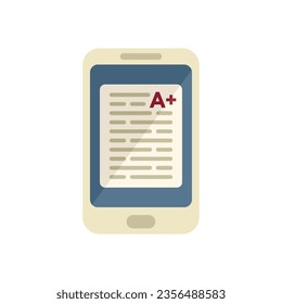 Test online tablet icon flat vector. Training study. Home education isolated