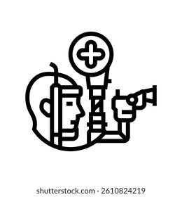 test optometry vision eye line icon vector. test optometry vision eye sign. isolated contour symbol black illustration