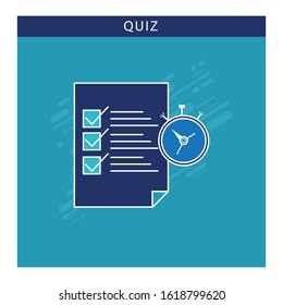 Test paper list and stopwatch icon flat design