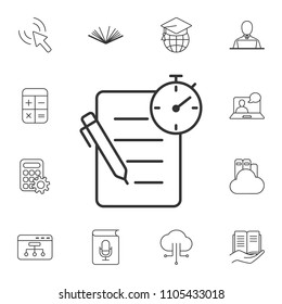 test with pen and clock icon. Simple element illustration. test with pen and clock symbol design from Internet learning collection set. Can be used for web and mobile on white background