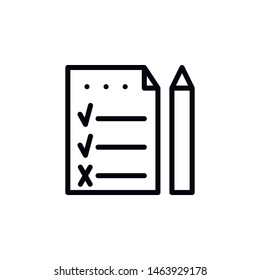 Test, pencil icon. Element of Education icon. Thin line icon