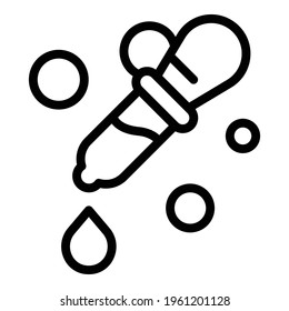 Icono de la pipeta de prueba. Esquema Prueba de icono vector de pipeta para el diseño web aislado en fondo blanco