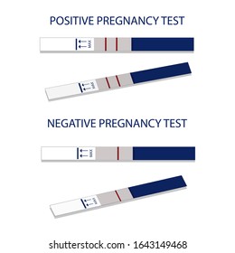 test pregnancy negative and positive. Isolated objects on white background in vector design.