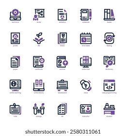 Test Preparation Icon pack for your website, mobile, presentation, and logo design. Test Preparation Icon dual tone design. Vector graphics illustration and editable stroke.