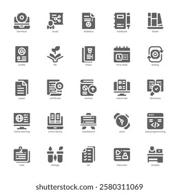 Test Preparation Icon pack for your website, mobile, presentation, and logo design. Test Preparation Icon solid design. Vector graphics illustration and editable stroke.