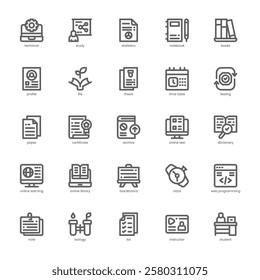 Test Preparation Icon pack for your website, mobile, presentation, and logo design. Test Preparation Icon outline design. Vector graphics illustration and editable stroke.