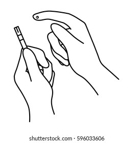 Test for quick measurement of blood sugar on a strip of paper.Diabetes single icon in outline style vector symbol stock illustration.