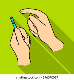 Test for quick measurement of blood sugar on a strip of paper.Diabetes single icon in flat style vector symbol stock illustration.