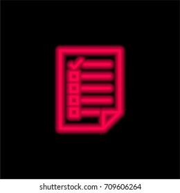 Test red glowing neon ui ux icon. Glowing sign logo vector