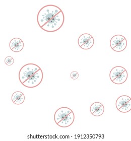 Test Restrictions Grey Covid-19 Pandemic Illustration. Coronavirus Silver Forbidden Red Sick Negative Stop Covid Vector. Virus Gray Danger Sign Healthcare Blue Epidemic Quarantine Backdrop.