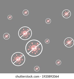 Test Restrictions Silver Epidemic Covid-19 Stop Covid Illustration. Sick Gray Virus Red Danger Sign Pandemic Negative Vector. Coronavirus Asian Flue Healthcare Grey Forbidden Quarantine Background.