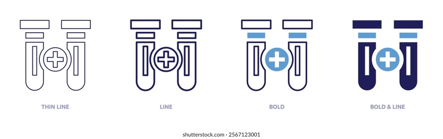 Test results icon in 4 different styles. Thin Line, Line, Bold, and Bold Line. Duotone style. Editable stroke.