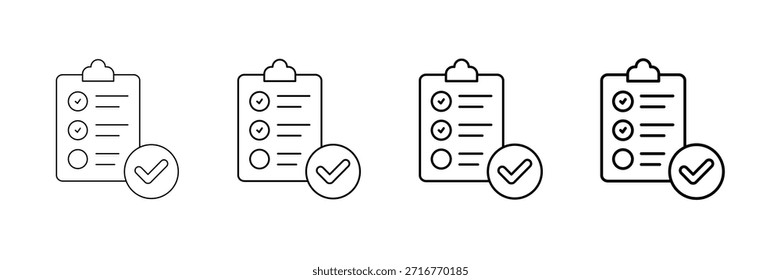 Test Results Icons Vector Set In Different Stroke Line Style