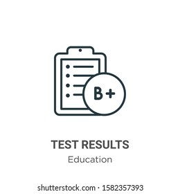 Test results outline vector icon. Thin line black test results icon, flat vector simple element illustration from editable education concept isolated on white background